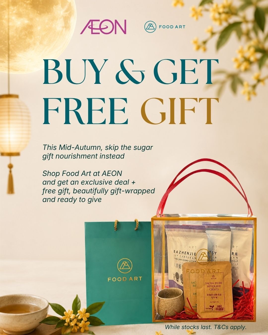 Food Art x AEON storefront standee — Celebrate Well This Mid-Autumn